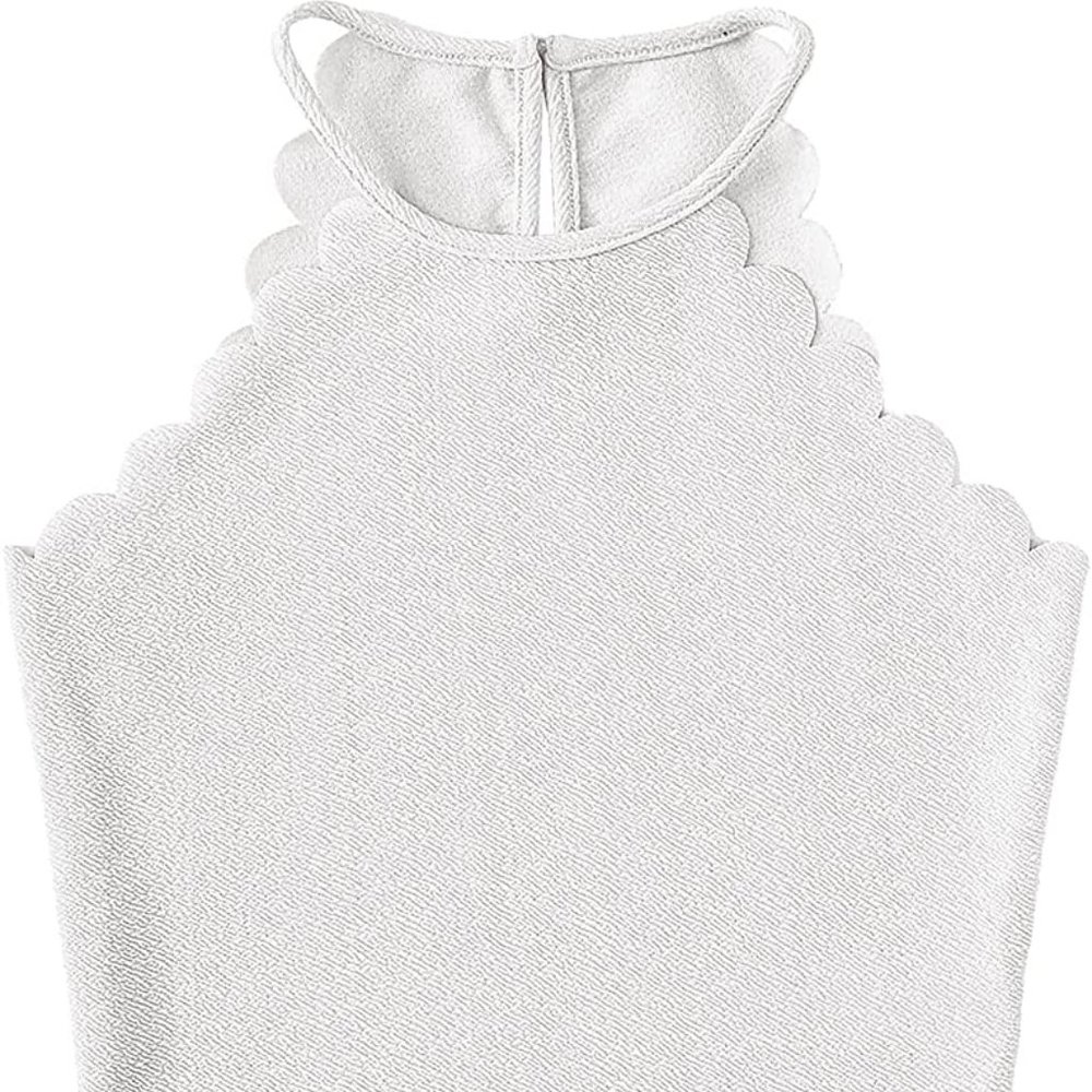 S White Scalloped Edge Crop Top